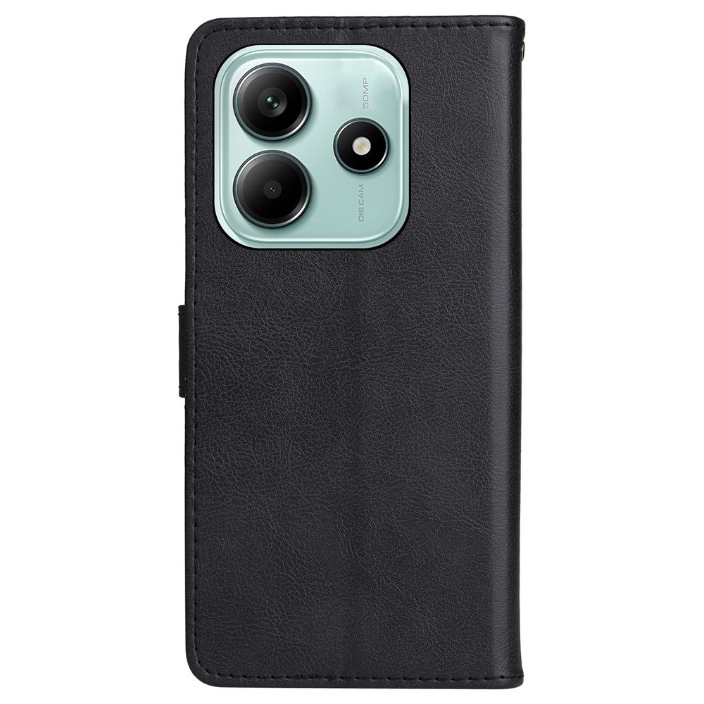 For Xiaomi Redmi Note 14 5G Case Solid Color Leather Mobile Cover Wallet Stand with Strap