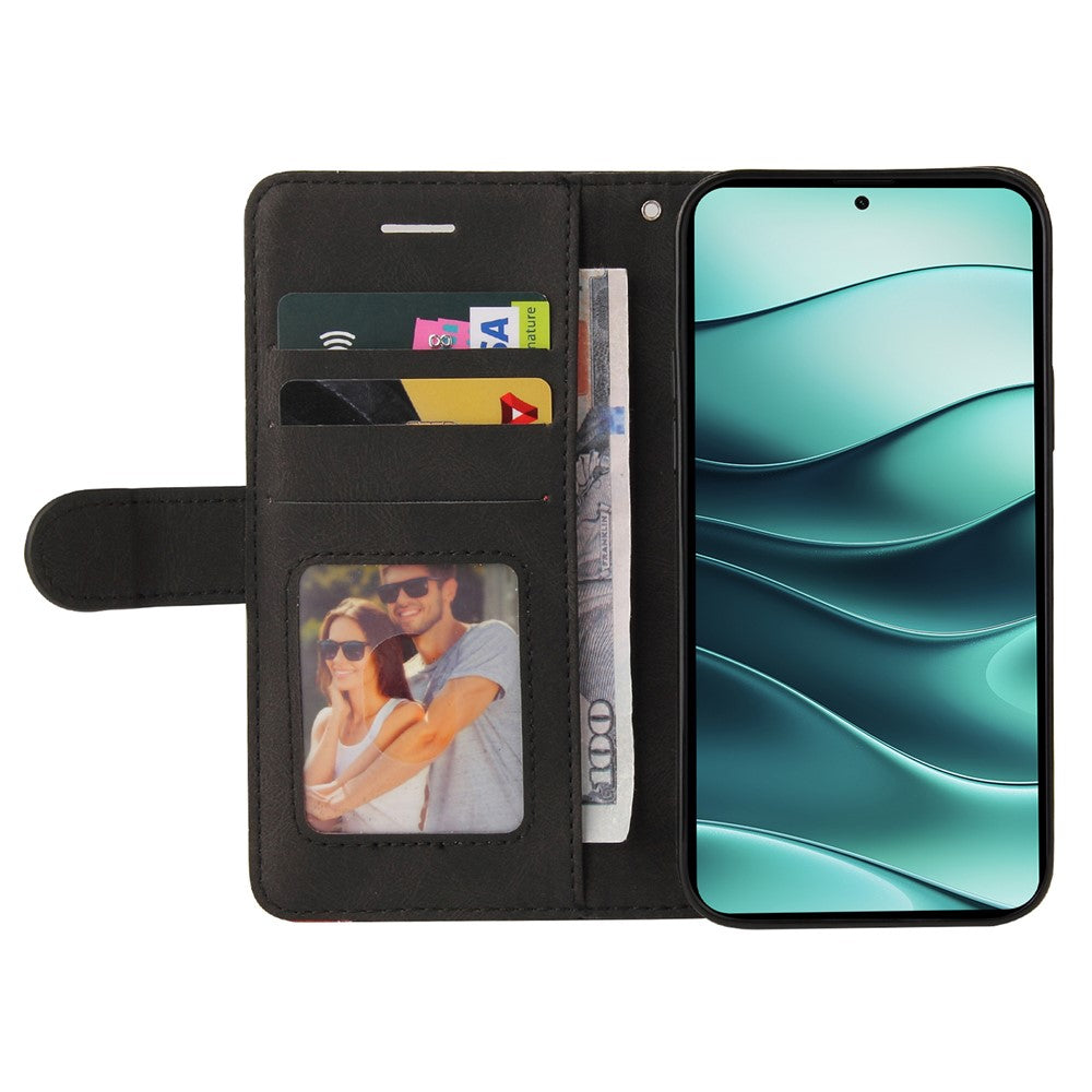 For Xiaomi Redmi Note 14 5G Leather Case Wallet Stand Color Splicing Phone Cover