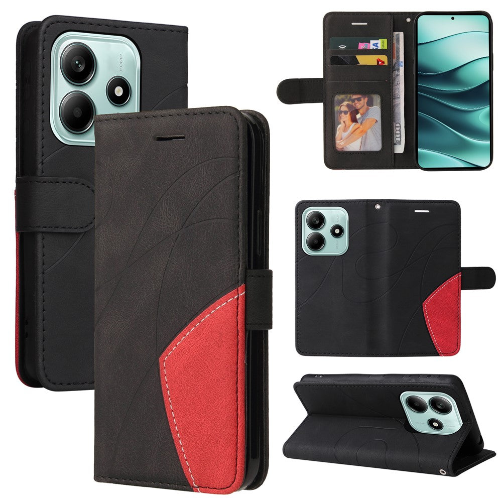For Xiaomi Redmi Note 14 5G Leather Case Wallet Stand Color Splicing Phone Cover
