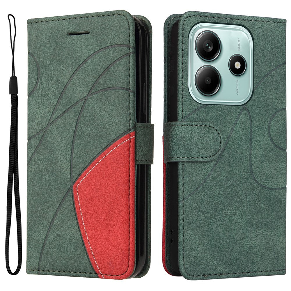 For Xiaomi Redmi Note 14 5G Leather Case Wallet Stand Color Splicing Phone Cover