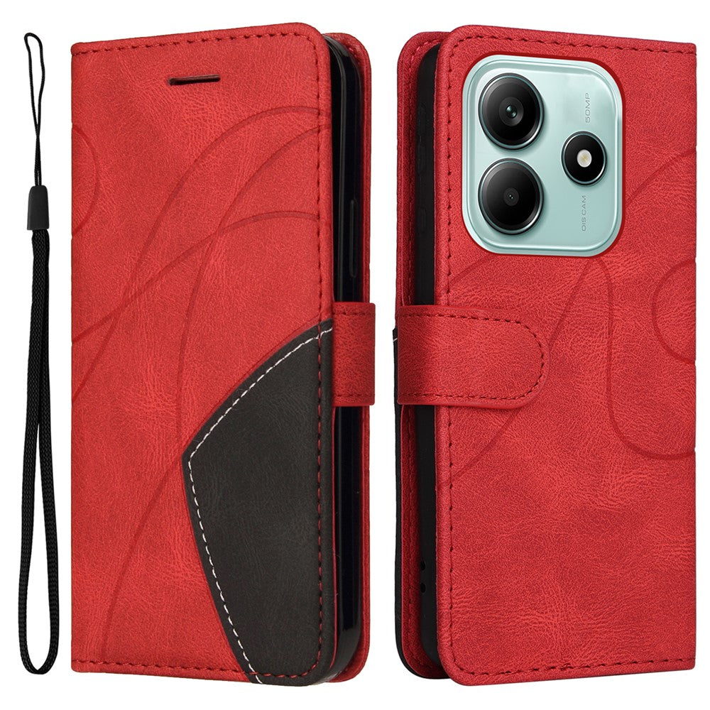 For Xiaomi Redmi Note 14 5G Leather Case Wallet Stand Color Splicing Phone Cover