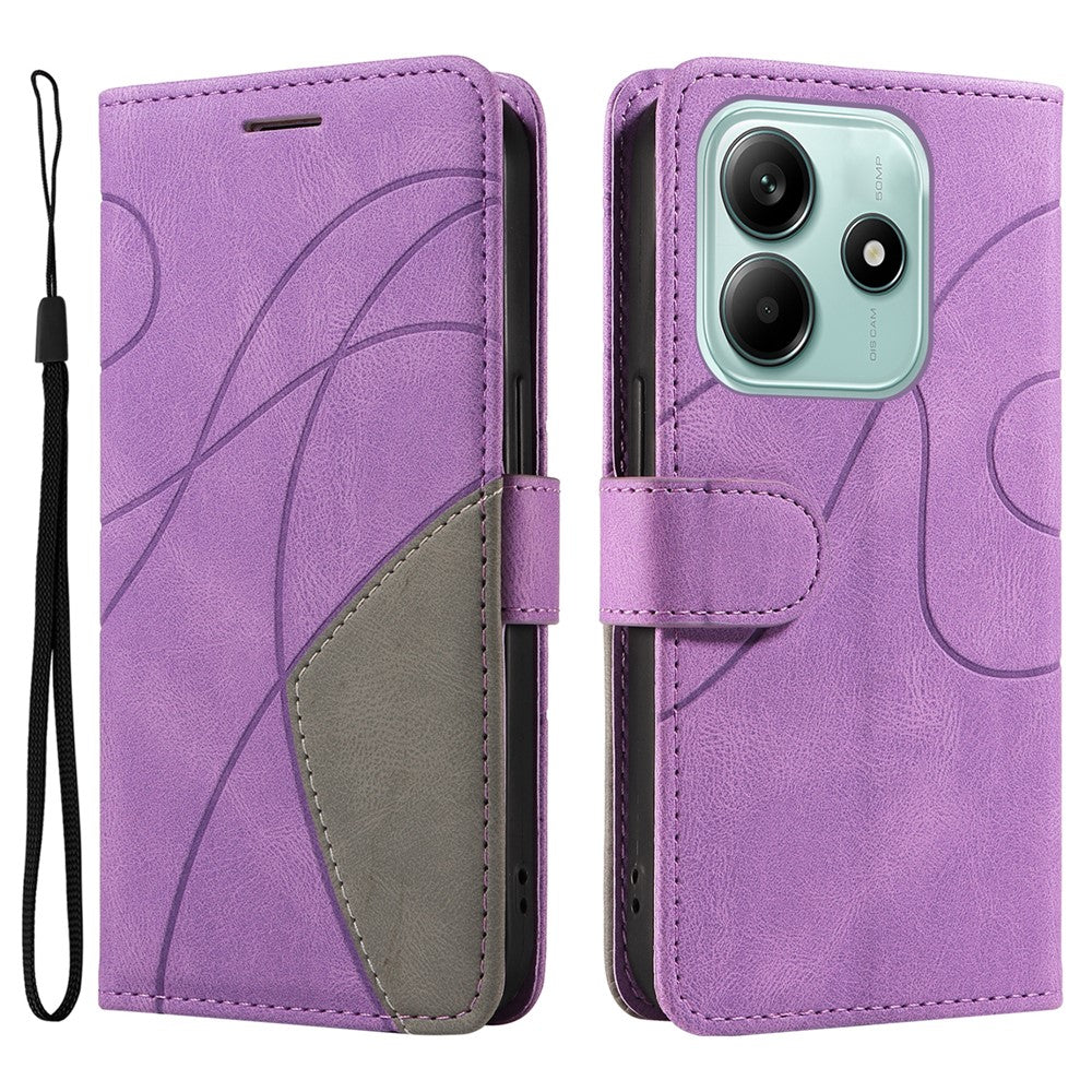 For Xiaomi Redmi Note 14 5G Leather Case Wallet Stand Color Splicing Phone Cover