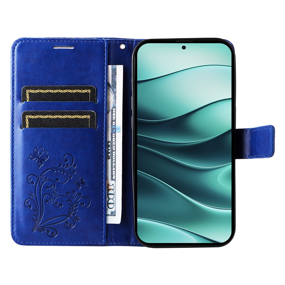 For Xiaomi Redmi Note 14 5G Wallet Case Floral Butterfly Imprinted Leather Phone Cover Stand