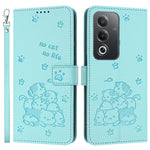 Lædercover til Oppo A80 5G / K12x 5G (Indien) / A3 Pro (Global) 5G / A3 Pro (Indien) 5G med katteaftryk, tegnebogscover i læder med rem