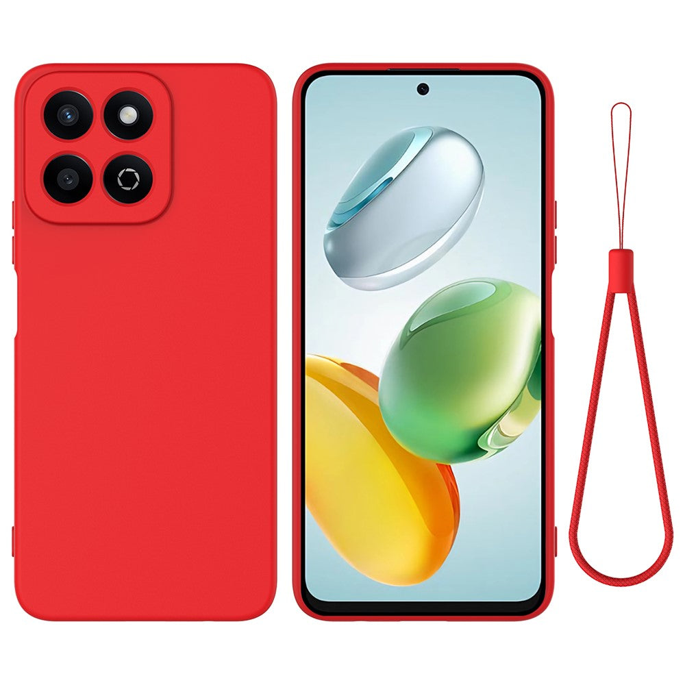 For Honor X7c 5G / X7c 4G / 200 Smart 5G Case Liquid Silicone Anti-Scratch Phone Cover with Hand Strap
