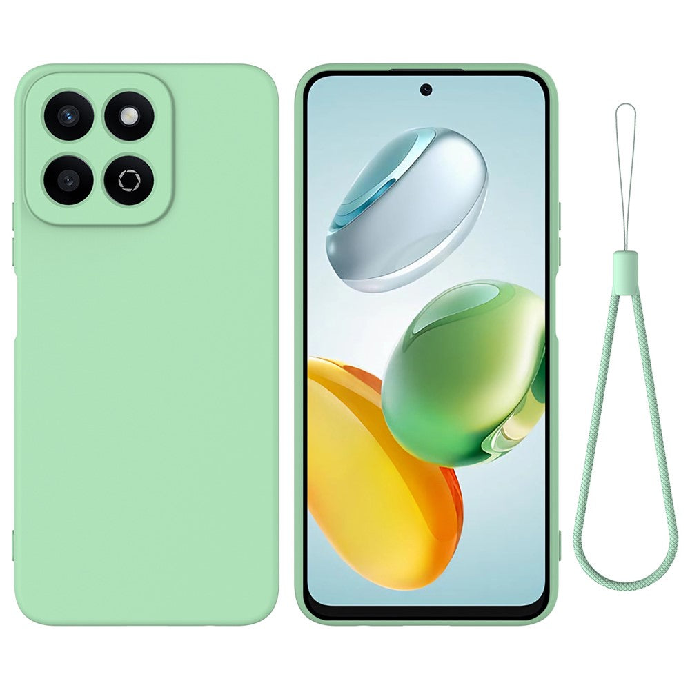 For Honor X7c 5G / X7c 4G / 200 Smart 5G Case Liquid Silicone Anti-Scratch Phone Cover with Hand Strap