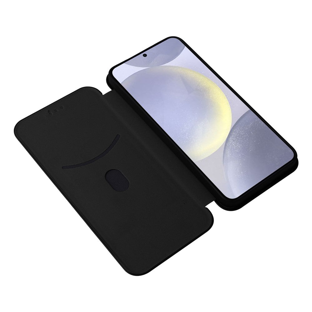 For Samsung Galaxy S25 Case Carbon Fiber Texture Drop-Proof PU Leather Phone Cover