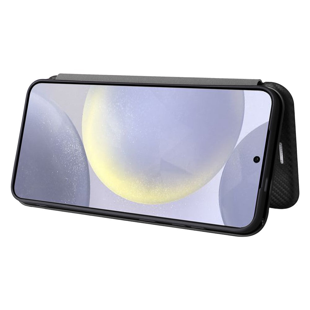 For Samsung Galaxy S25 Case Carbon Fiber Texture Drop-Proof PU Leather Phone Cover
