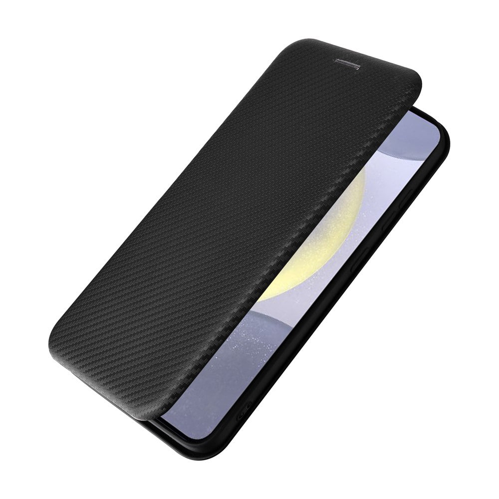 For Samsung Galaxy S25 Case Carbon Fiber Texture Drop-Proof PU Leather Phone Cover