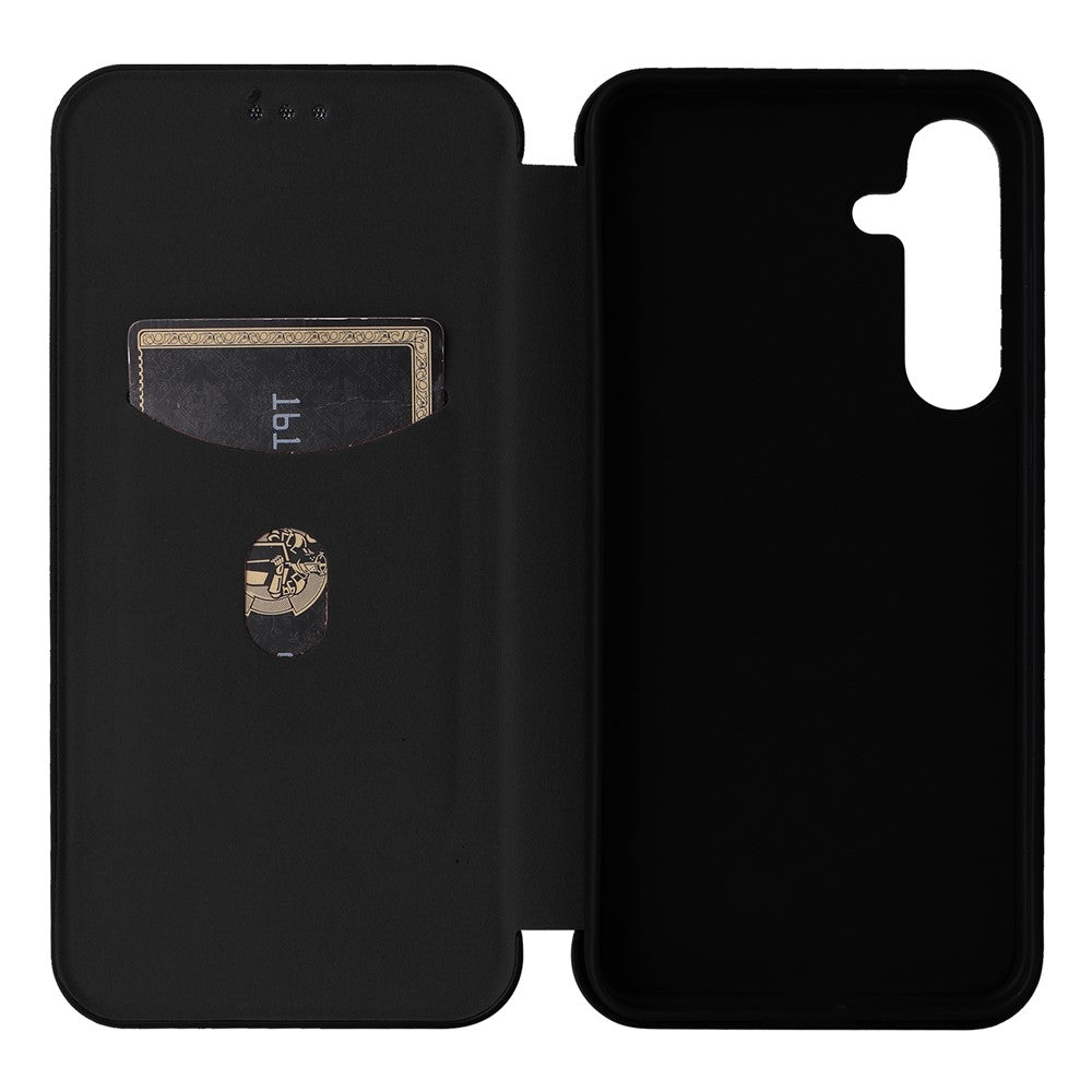 For Samsung Galaxy S25 Case Carbon Fiber Texture Drop-Proof PU Leather Phone Cover