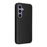 For Samsung Galaxy S25 Case Carbon Fiber Texture Drop-Proof PU Leather Phone Cover