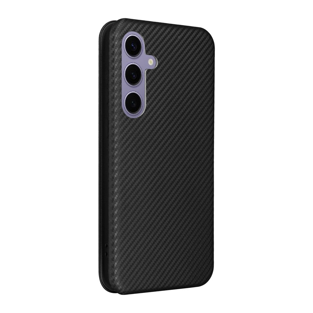 For Samsung Galaxy S25 Case Carbon Fiber Texture Drop-Proof PU Leather Phone Cover