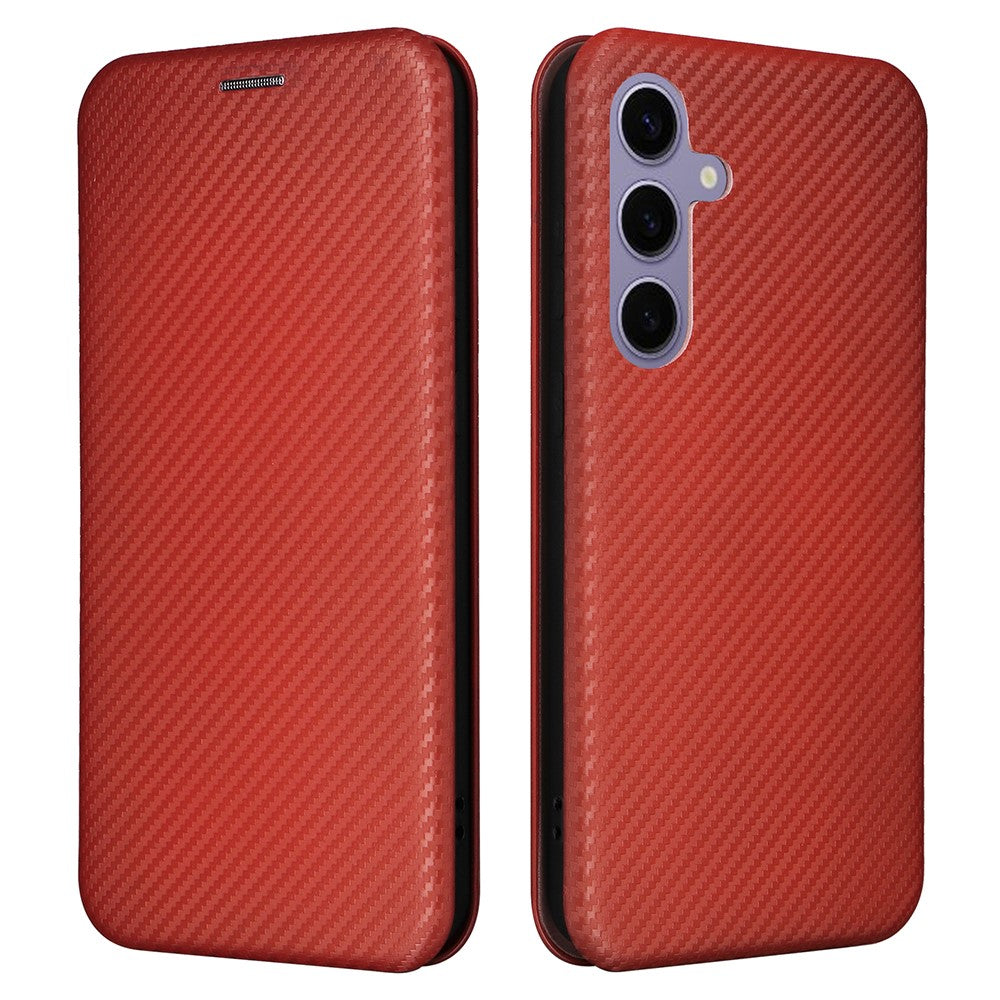 For Samsung Galaxy S25+ Case Carbon Fiber Texture Drop-Proof PU Leather Phone Cover