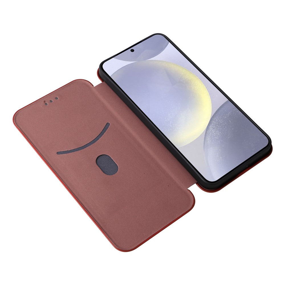 For Samsung Galaxy S25+ Case Carbon Fiber Texture Drop-Proof PU Leather Phone Cover