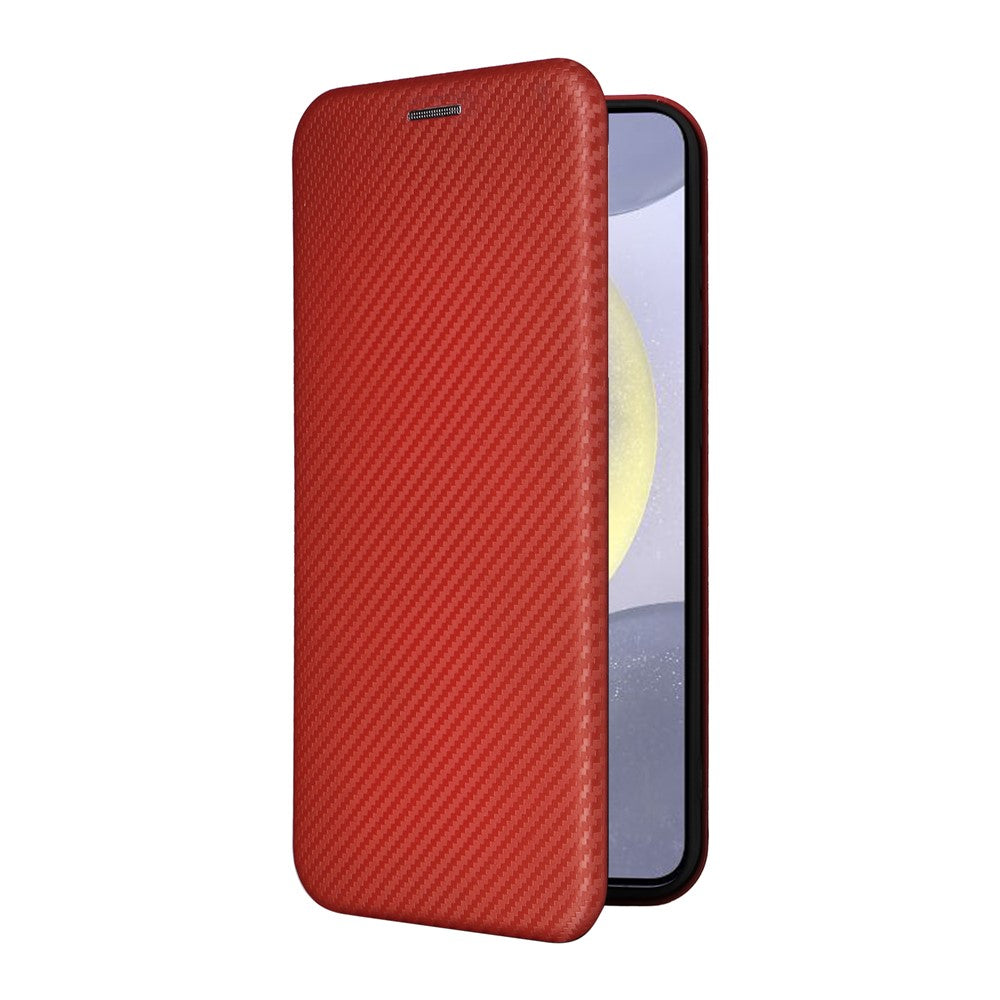 For Samsung Galaxy S25+ Case Carbon Fiber Texture Drop-Proof PU Leather Phone Cover