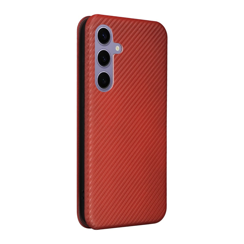 For Samsung Galaxy S25+ Case Carbon Fiber Texture Drop-Proof PU Leather Phone Cover