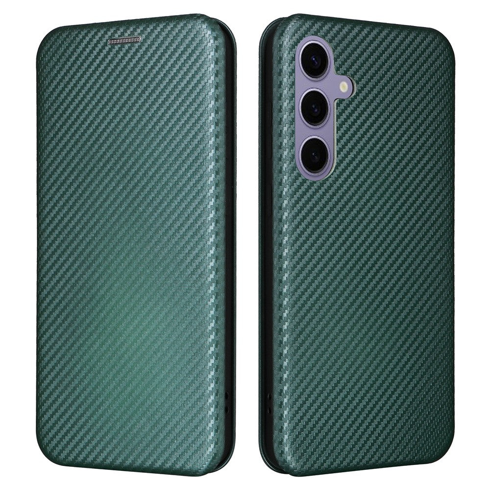 For Samsung Galaxy S25+ Case Carbon Fiber Texture Drop-Proof PU Leather Phone Cover