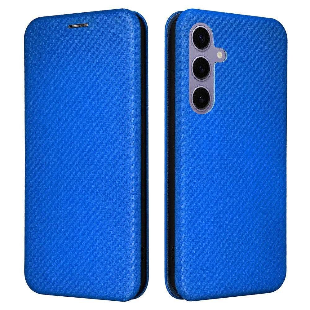 For Samsung Galaxy S25+ Case Carbon Fiber Texture Drop-Proof PU Leather Phone Cover