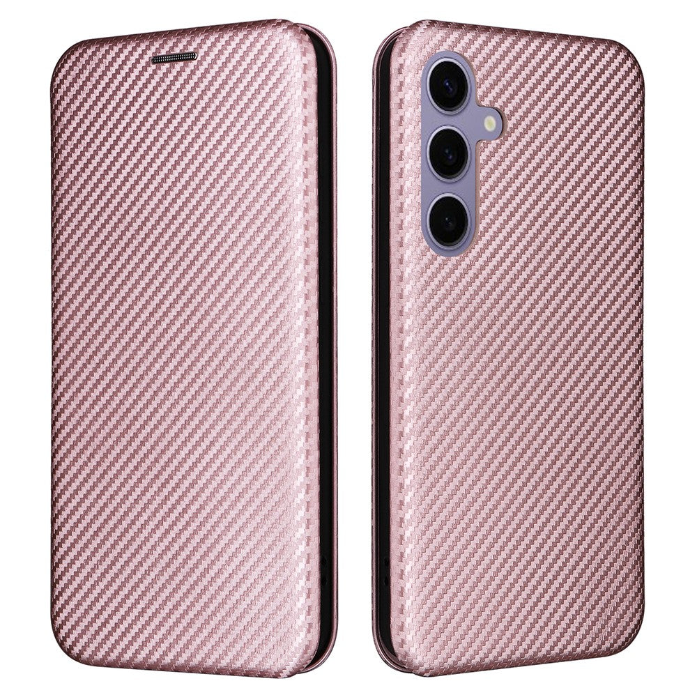 For Samsung Galaxy S25+ Case Carbon Fiber Texture Drop-Proof PU Leather Phone Cover