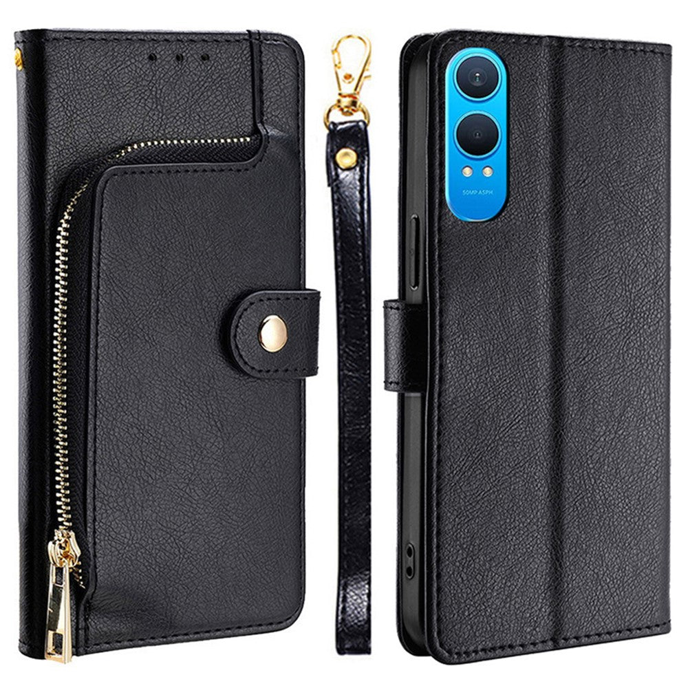 OnePlus Nord CE4 Lite 5G / Oppo K12x 5G (Kina) etui med lynlåslomme i PU-læder, tegnebogsdesign og flip-cover til mobiltelefon