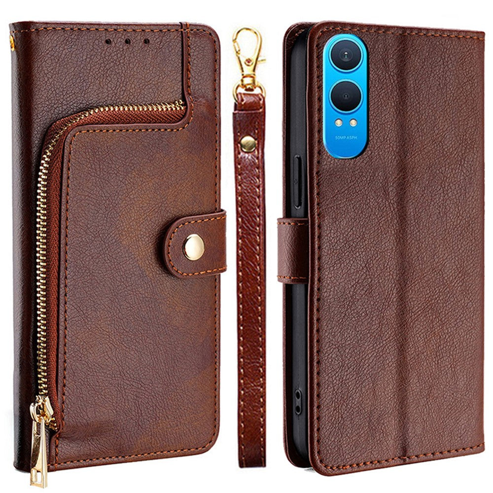 OnePlus Nord CE4 Lite 5G / Oppo K12x 5G (Kina) etui med lynlåslomme i PU-læder, tegnebogsdesign og flip-cover til mobiltelefon