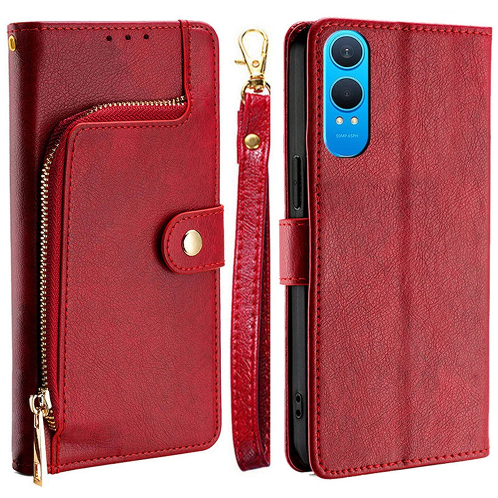 OnePlus Nord CE4 Lite 5G / Oppo K12x 5G (Kina) etui med lynlåslomme i PU-læder, tegnebogsdesign og flip-cover til mobiltelefon