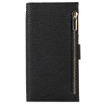 Litchi Texture Phone Case for iPhone 14 Pro, Zipper Pocket Full Coverage PU Leather Phone Flip Cover Wallet with Strap