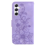 For Samsung Galaxy S25+ Case Lily Flower Imprint Leather Phone Cover with Stand