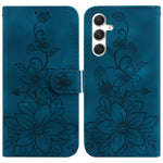 For Samsung Galaxy S25+ Case Lily Flower Imprint Leather Phone Cover with Stand