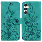 For Samsung Galaxy S25 Case Lily Flower Imprint Leather Phone Cover with Stand