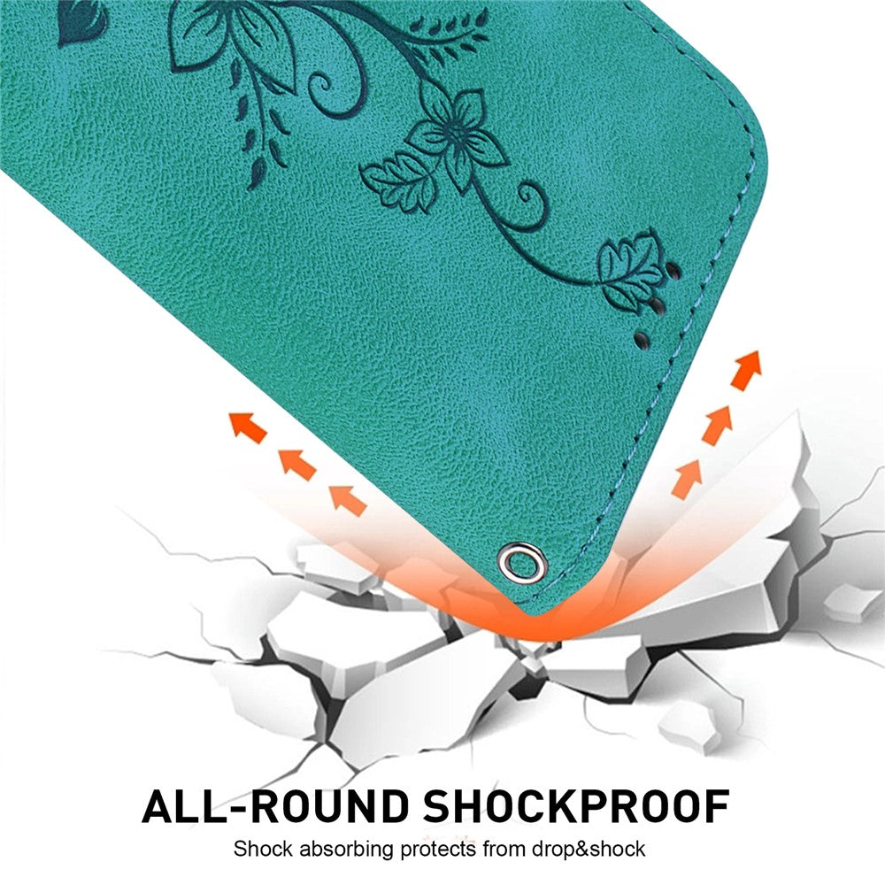 For Samsung Galaxy S25 Case Lily Flower Imprint Leather Phone Cover with Stand