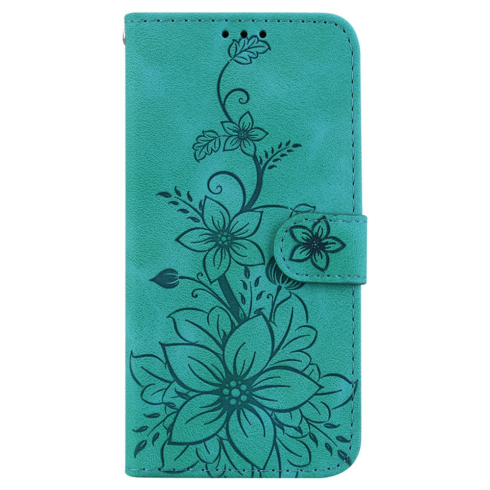 For Samsung Galaxy S25 Case Lily Flower Imprint Leather Phone Cover with Stand