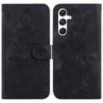 For Samsung Galaxy S25 Case Lily Flower Imprint Leather Phone Cover with Stand
