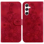 For Samsung Galaxy S25 Case Lily Flower Imprint Leather Phone Cover with Stand