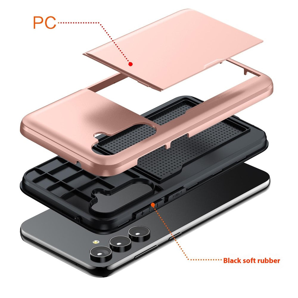 For Samsung Galaxy S25 Case with Card Holder TPU + PC Phone Back Cover