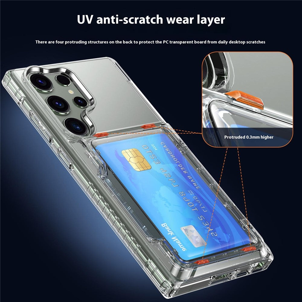 Samsung Galaxy S25 Ultra Clear-skal PC+TPU mobilskal Korthållare Stöd
