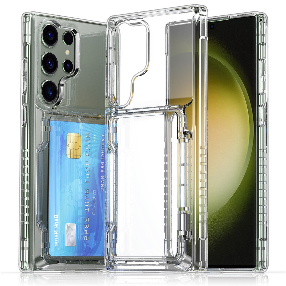 Samsung Galaxy S25 Ultra Clear-skal PC+TPU mobilskal Korthållare Stöd