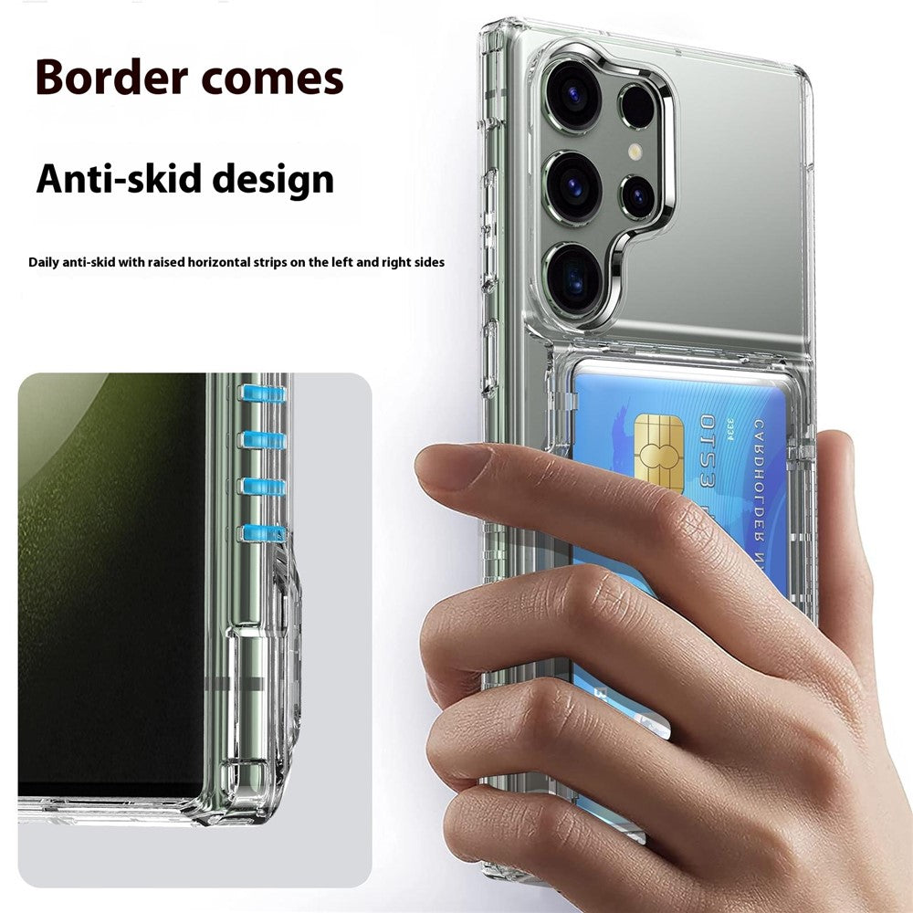 Samsung Galaxy S25 Ultra Clear-skal PC+TPU mobilskal Korthållare Stöd