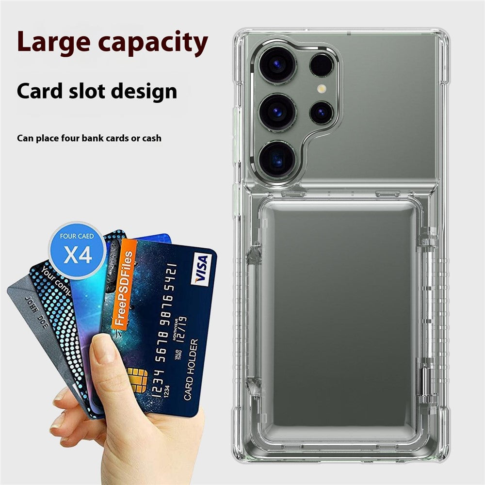 Samsung Galaxy S25 Ultra Clear-skal PC+TPU mobilskal Korthållare Stöd