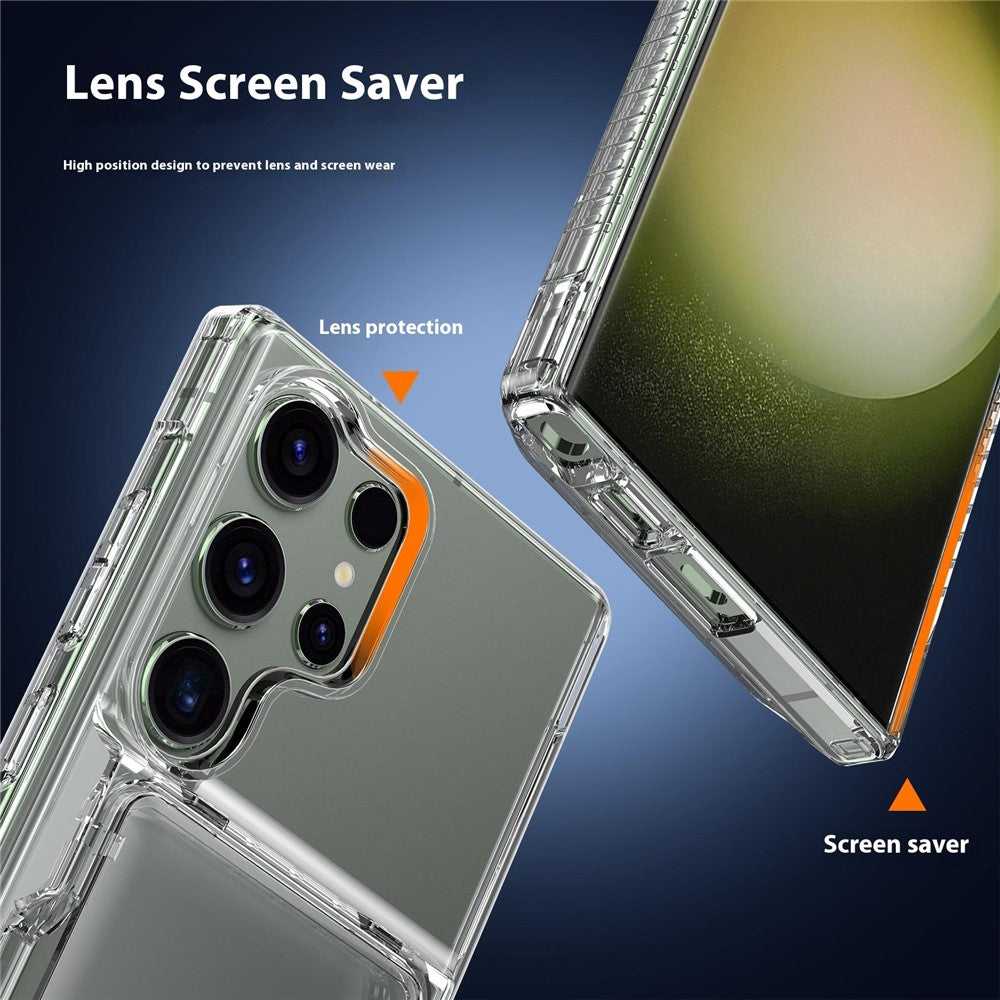 Samsung Galaxy S25 Ultra Clear-skal PC+TPU mobilskal Korthållare Stöd