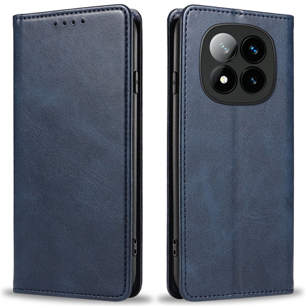 For Xiaomi Redmi Note 14 Pro+ 5G Case Strong Magnetic PU Leather Phone Cover Calf Texture