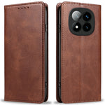 For Xiaomi Redmi Note 14 Pro+ 5G Case Strong Magnetic PU Leather Phone Cover Calf Texture