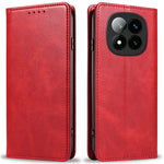 For Xiaomi Redmi Note 14 Pro+ 5G Case Strong Magnetic PU Leather Phone Cover Calf Texture