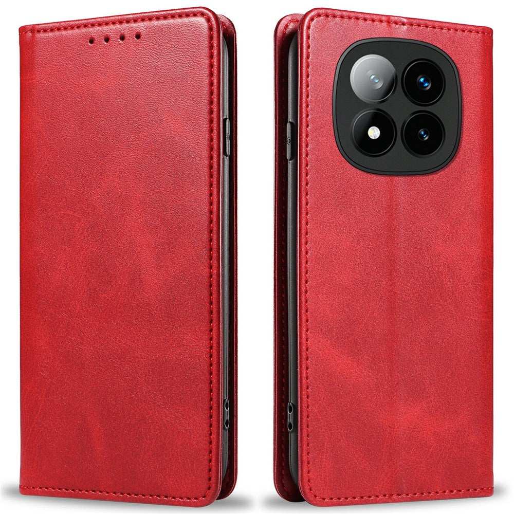 For Xiaomi Redmi Note 14 Pro+ 5G Case Strong Magnetic PU Leather Phone Cover Calf Texture