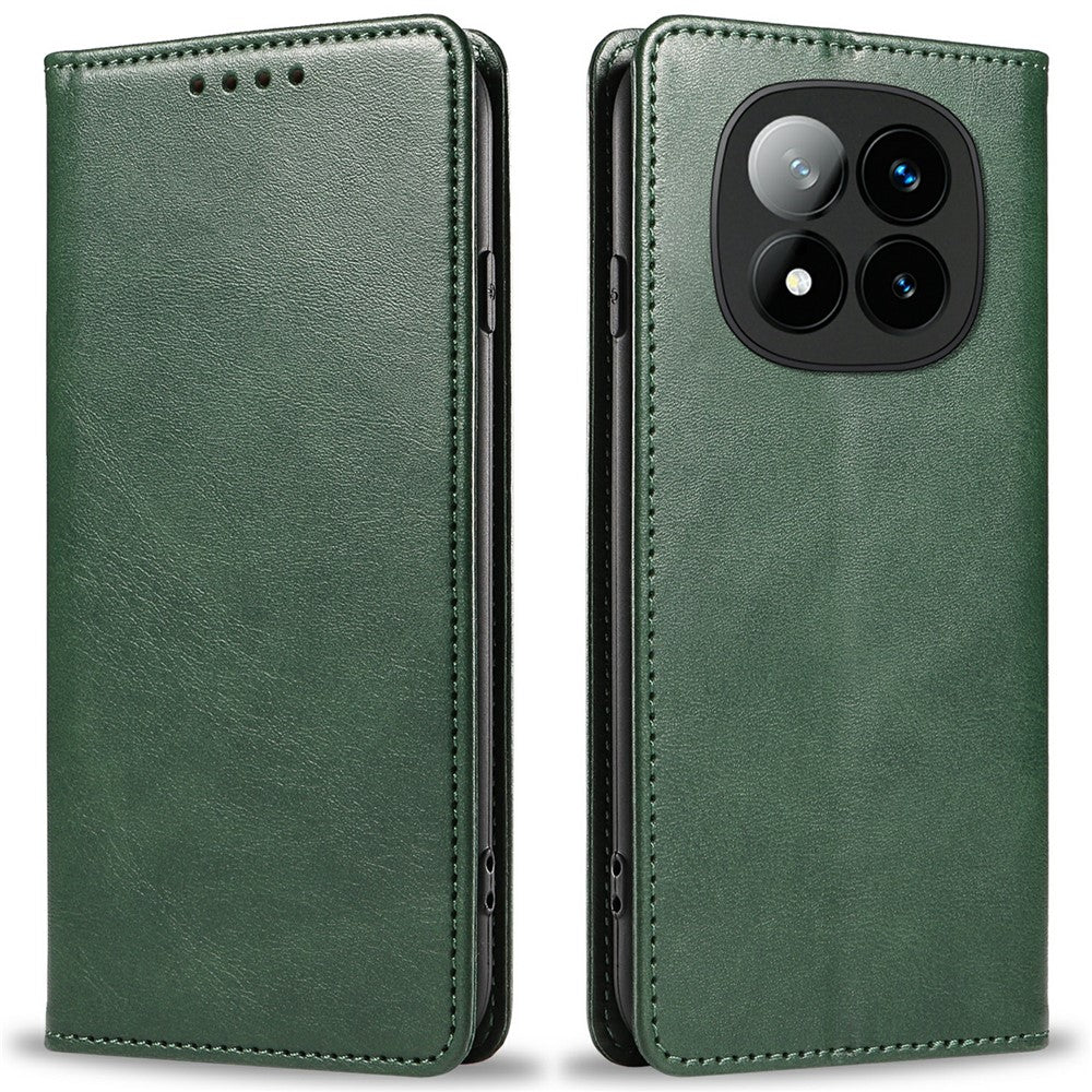 For Xiaomi Redmi Note 14 Pro+ 5G Case Strong Magnetic PU Leather Phone Cover Calf Texture