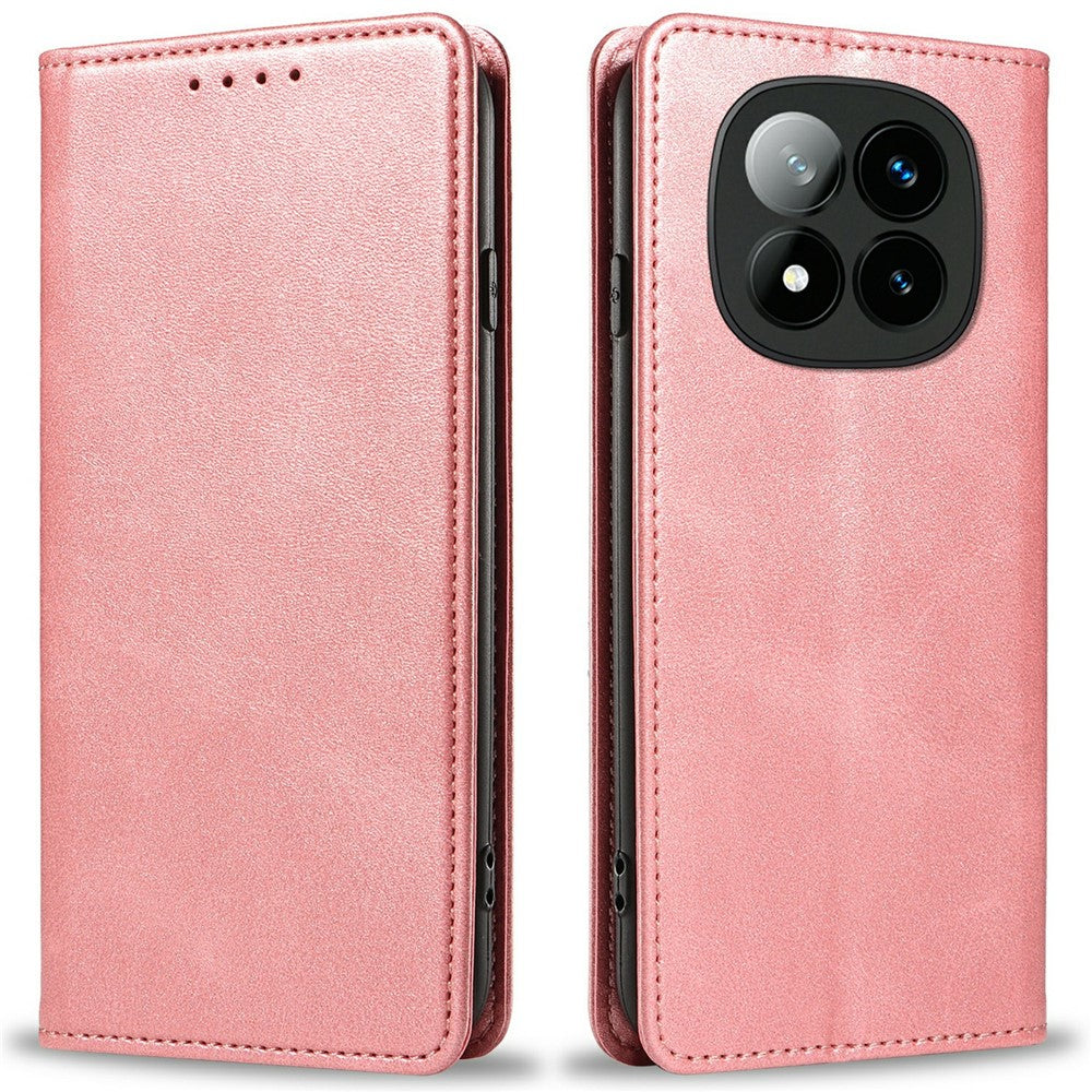 For Xiaomi Redmi Note 14 Pro+ 5G Case Strong Magnetic PU Leather Phone Cover Calf Texture