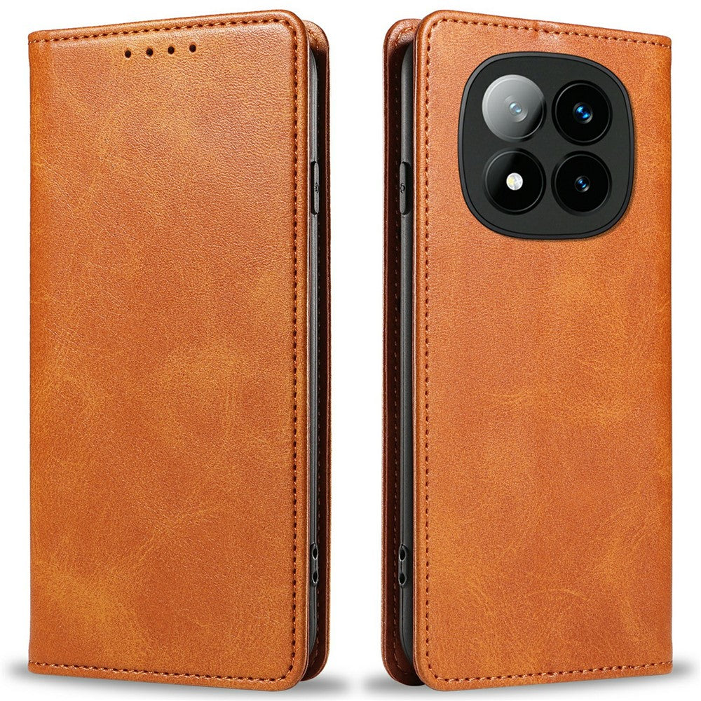 For Xiaomi Redmi Note 14 Pro+ 5G Case Strong Magnetic PU Leather Phone Cover Calf Texture