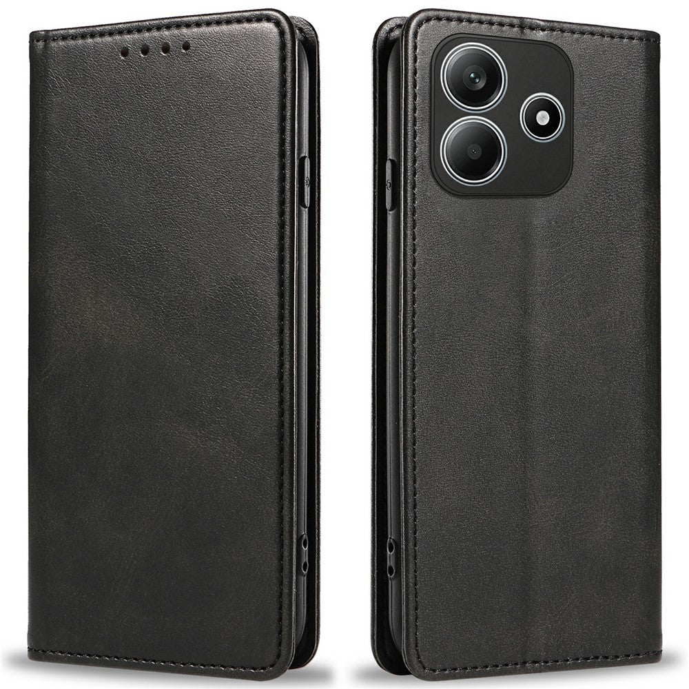For Xiaomi Redmi Note 14 5G Case Strong Magnetic PU Leather Phone Cover Calf Texture