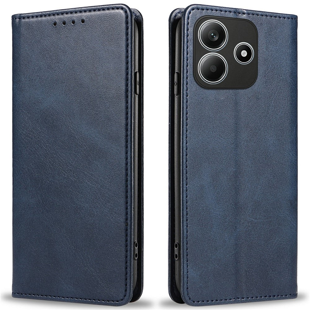 For Xiaomi Redmi Note 14 5G Case Strong Magnetic PU Leather Phone Cover Calf Texture