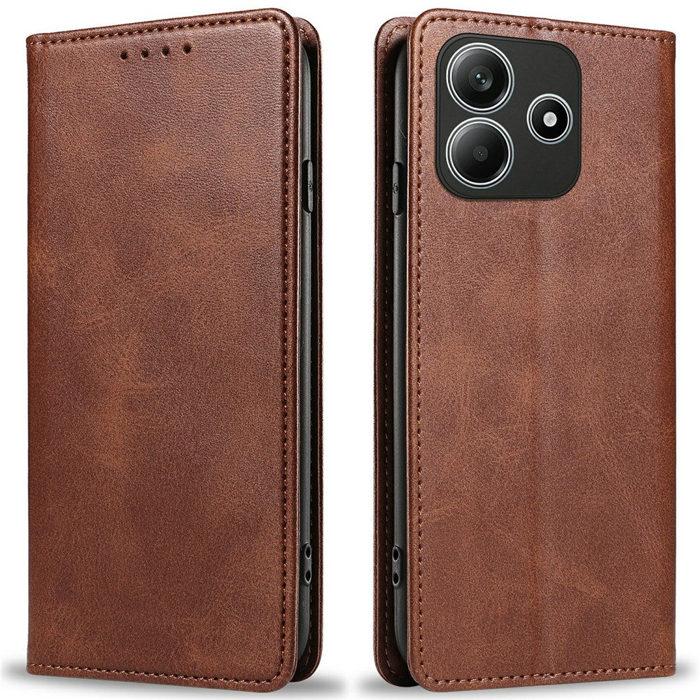 For Xiaomi Redmi Note 14 5G Case Strong Magnetic PU Leather Phone Cover Calf Texture
